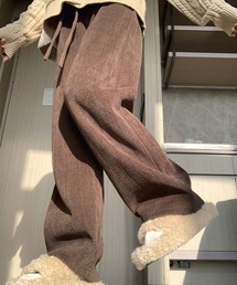 DAY CLOSET(デイ クローゼット)の【大きいサイズ有/裏起毛】冬もぽかぽか。ヘリンボーン柄コーデュロイワイドイージーパンツ レディース(その他パンツ)