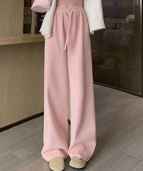 DAY CLOSET（デイ クローゼット）の「【大きいサイズ有/裏起毛】冬もぽかぽか。ヘリンボーン柄コーデュロイワイドイージーパンツ レディース（その他パンツ・レディース・ブルー/グレー/ブラック/アイボリー/ピンク/ブラウン・L/M/S/XL）」の6枚目の写真