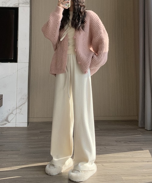 DAY CLOSET（デイ クローゼット）の「【大きいサイズ有/裏起毛】冬もぽかぽか。ヘリンボーン柄コーデュロイワイドイージーパンツ レディース（その他パンツ・レディース・ブルー/グレー/ブラック/アイボリー/ピンク/ブラウン・L/M/S/XL）」の7枚目の写真