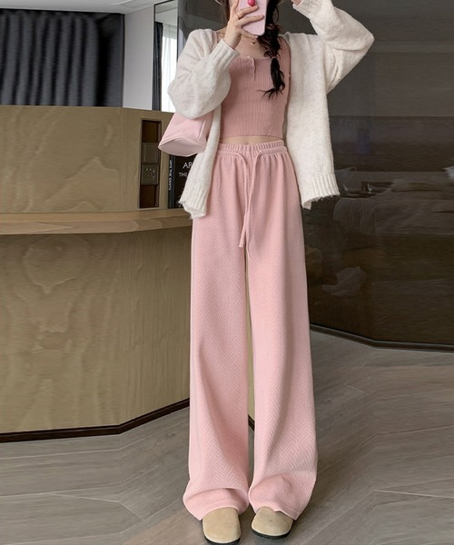 DAY CLOSET（デイ クローゼット）の「【大きいサイズ有/裏起毛】冬もぽかぽか。ヘリンボーン柄コーデュロイワイドイージーパンツ レディース（その他パンツ・レディース・ブルー/グレー/ブラック/アイボリー/ピンク/ブラウン・L/M/S/XL）」の18枚目の写真