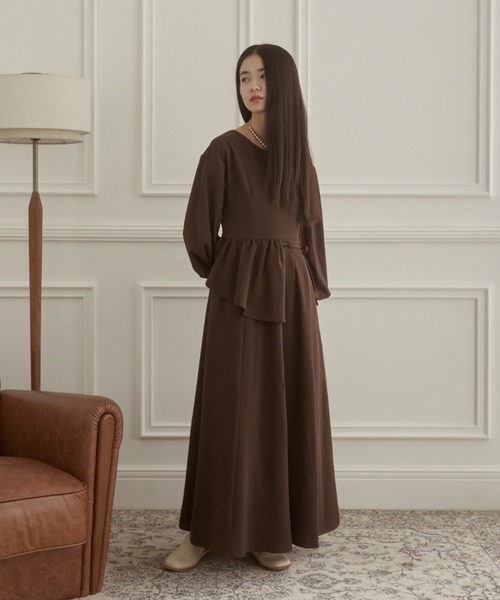 moi tytto（モイテュット）の「ウエストアシメワンピース（ワンピース・レディース・ナチュラル/ブラウン・SMALL/FREE）」の7枚目の写真