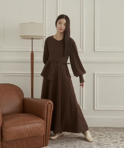 moi tytto（モイテュット）の「ウエストアシメワンピース（ワンピース・レディース・ナチュラル/ブラウン・SMALL/FREE）」の8枚目の写真