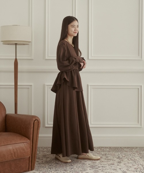 moi tytto（モイテュット）の「ウエストアシメワンピース（ワンピース・レディース・ナチュラル/ブラウン・SMALL/FREE）」の16枚目の写真