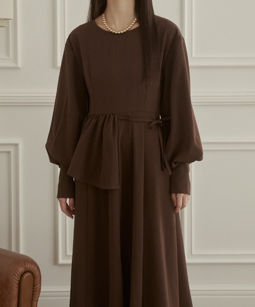 moi tytto（モイテュット）の「ウエストアシメワンピース（ワンピース・レディース・ナチュラル/ブラウン・SMALL/FREE）」の18枚目の写真