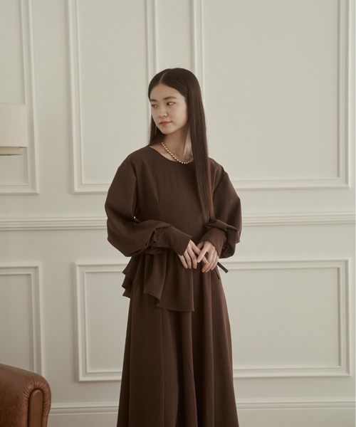 moi tytto（モイテュット）の「ウエストアシメワンピース（ワンピース・レディース・ナチュラル/ブラウン・SMALL/FREE）」の20枚目の写真