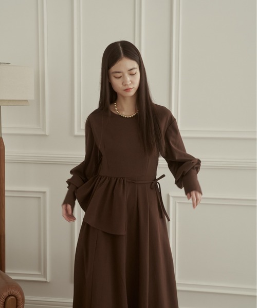 moi tytto（モイテュット）の「ウエストアシメワンピース（ワンピース・レディース・ナチュラル/ブラウン・SMALL/FREE）」の21枚目の写真