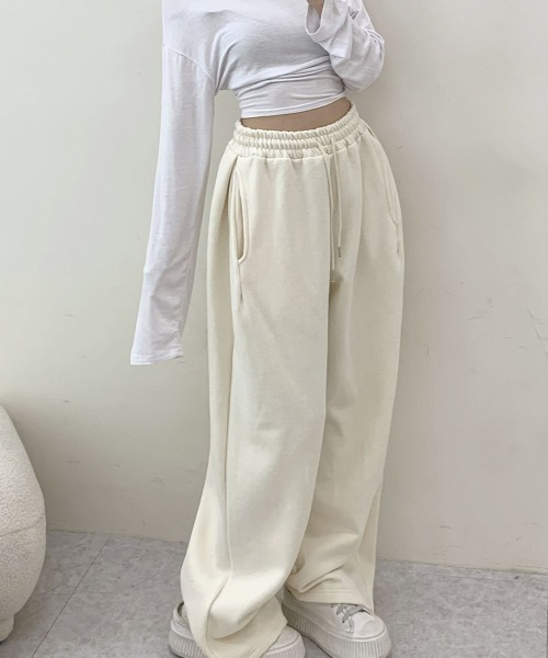 セール】裏起毛 タック入り スウェット ワイドパンツ（スウェット