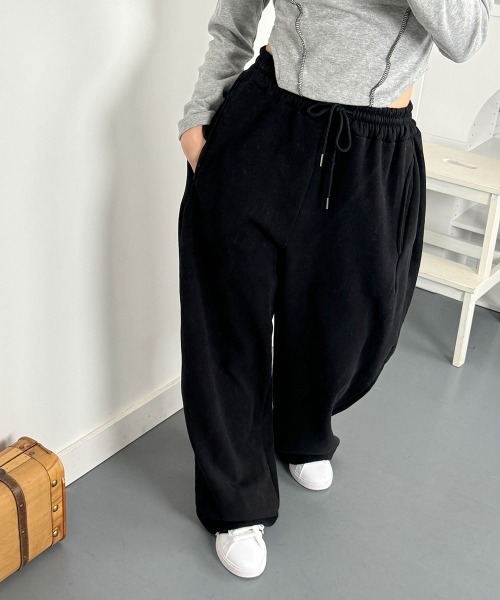 セール】裏起毛 タック入り スウェット ワイドパンツ（スウェット