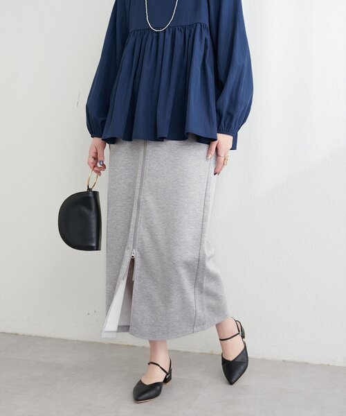 natural couture（ナチュラルクチュール）の「osono×ako Wジップカットポンチナロースカート（スカート・レディース・ベージュ/ミント/グレー/ブラック・FREE/LARGE）」の6枚目の写真