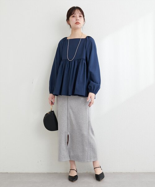 natural couture（ナチュラルクチュール）の「osono×ako Wジップカットポンチナロースカート（スカート・レディース・ベージュ/ミント/グレー/ブラック・FREE/LARGE）」の8枚目の写真