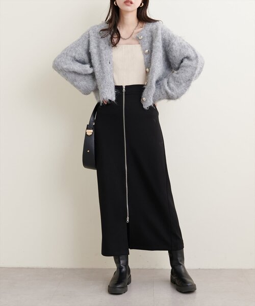 natural couture（ナチュラルクチュール）の「osono×ako Wジップカットポンチナロースカート（スカート・レディース・ベージュ/ミント/グレー/ブラック・FREE/LARGE）」の13枚目の写真