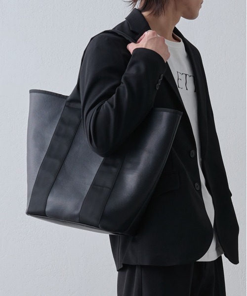 COLONY 2139(コロニートゥーワンスリーナイン)の「シンプルラージトートバッグ(トートバッグ・メンズ・ブラック/グレー・FREE)」の2枚目の写真