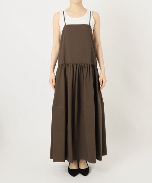 JOURNAL STANDARD（ジャーナルスタンダード）の「タイプライターストレッチコクーンキャミワンピース（ワンピース・レディース・ブラック/ブラウン・FREE）」の3枚目の写真