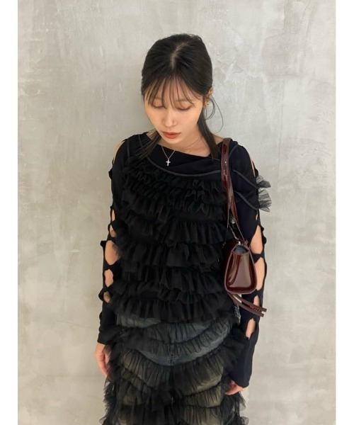 SLY(スライ)の「FRILL LACE CAMI OP フリル レース キャミワンピース(ワンピース・レディース・ホワイト/ブラック・FREE)」の21枚目の写真