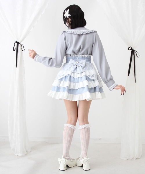 【3点まとめ売り】【美品】3段フリルレースリボンスカート 他2点 セール】3段フリルレースリボンスカート（スカート