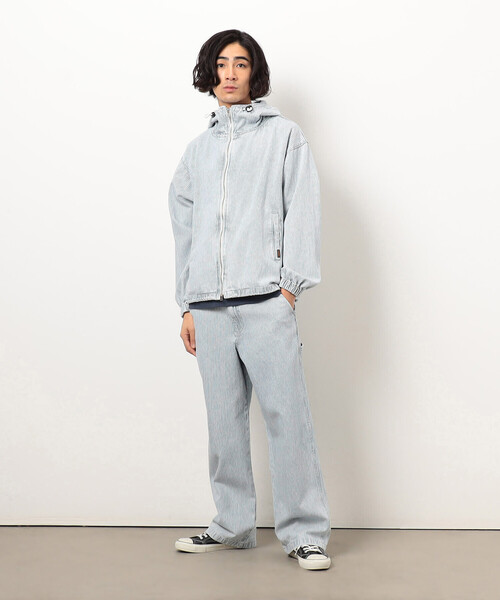 Purple&Yellow（パープルアンドイエロー）の「ホワイトブリーチヒッコリーペインターパンツ（その他パンツ・メンズ・ネイビー・X-SMALL/SMALL/MEDIUM/LARGE）」の2枚目の写真