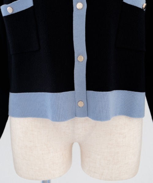aquagarage（アクアガレージ）の「バイカラーカーディガン（カーディガン/ボレロ・レディース・ネイビー/ベージュ/ブラック・M/L）」の6枚目の写真