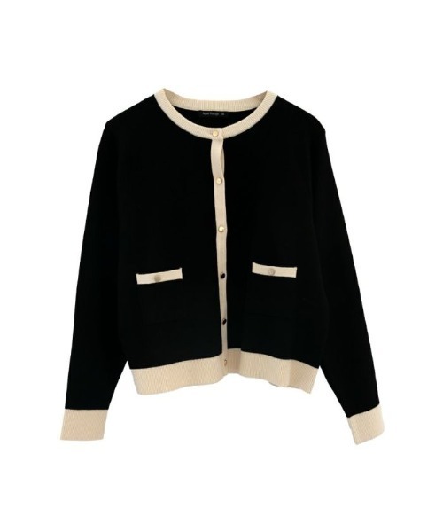 aquagarage（アクアガレージ）の「バイカラーカーディガン（カーディガン/ボレロ・レディース・ネイビー/ベージュ/ブラック・M/L）」の10枚目の写真