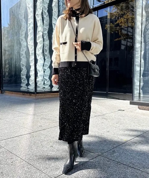 aquagarage（アクアガレージ）の「バイカラーカーディガン（カーディガン/ボレロ・レディース・ネイビー/ベージュ/ブラック・M/L）」の22枚目の写真