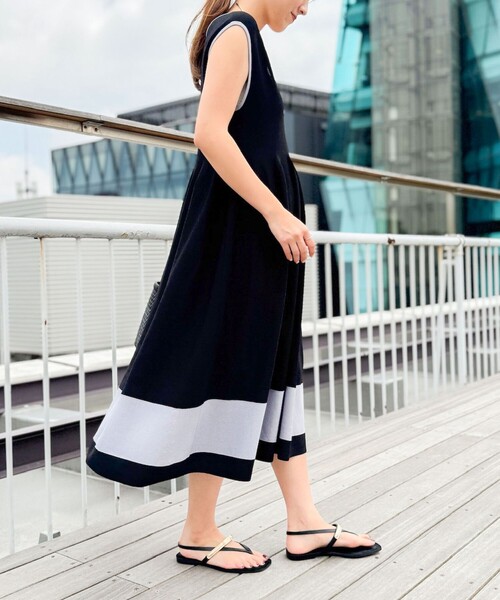 NOLLEY’S（ノーリーズ）の「《手洗い可能》2WAYノースリーブニットワンピース（ワンピース・レディース・ブラック/ネイビー/ブラック系その他3・38）」の5枚目の写真