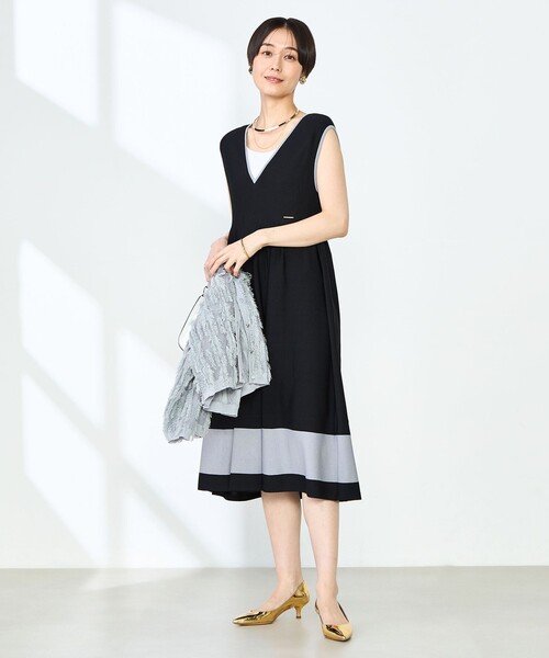 NOLLEY’S（ノーリーズ）の「《手洗い可能》2WAYノースリーブニットワンピース（ワンピース・レディース・ブラック/ネイビー/ブラック系その他3・38）」の6枚目の写真