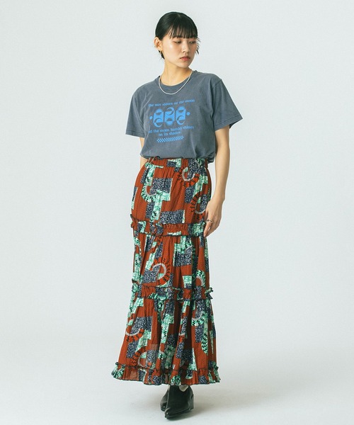 ROSE BUD（ローズバッド）の「(mag.by c)PRINT TIERED SKIRT（スカート・レディース・ブルー/ブラウン・ONE SIZE）」の6枚目の写真