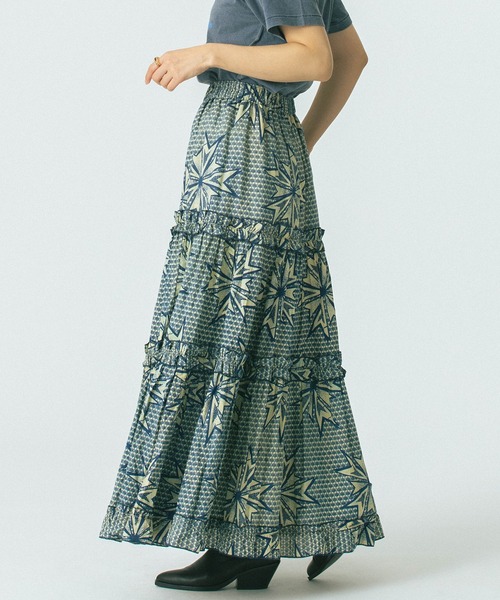 ROSE BUD（ローズバッド）の「(mag.by c)PRINT TIERED SKIRT（スカート・レディース・ブルー/ブラウン・ONE SIZE）」の8枚目の写真