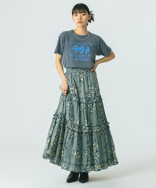 ROSE BUD（ローズバッド）の「(mag.by c)PRINT TIERED SKIRT（スカート・レディース・ブルー/ブラウン・ONE SIZE）」の10枚目の写真