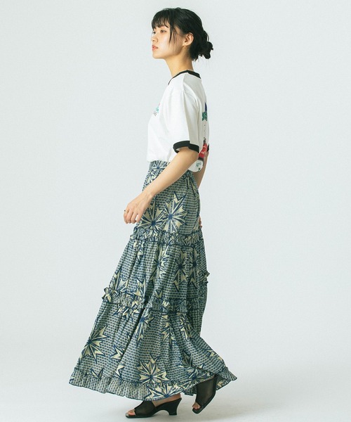 ROSE BUD（ローズバッド）の「(mag.by c)PRINT TIERED SKIRT（スカート・レディース・ブルー/ブラウン・ONE SIZE）」の18枚目の写真