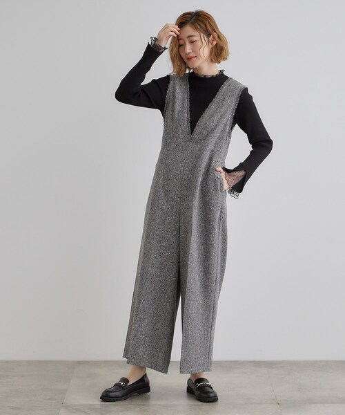 grove（グローブ）の「ツイードサロペット（サロペット/オーバーオール・レディース・ブラック/グレー・02/03/01/04/05）」の2枚目の写真