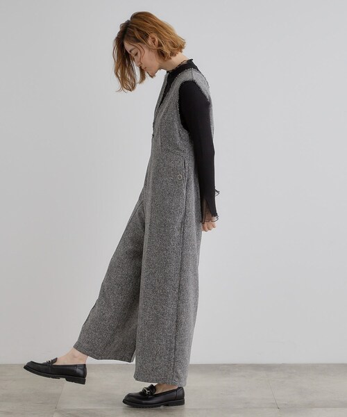 grove（グローブ）の「ツイードサロペット（サロペット/オーバーオール・レディース・ブラック/グレー・02/03/01/04/05）」の4枚目の写真