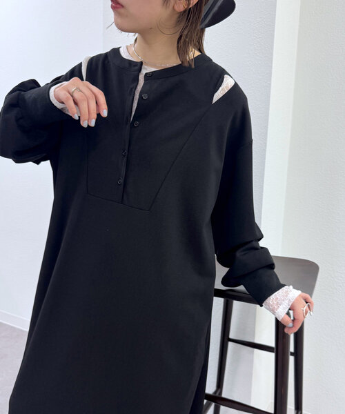 mystic(ミスティック)の「ショルダースリットヘンリーワンピ(ワンピース・レディース・ブラック/アイボリー・1/2)」の16枚目の写真