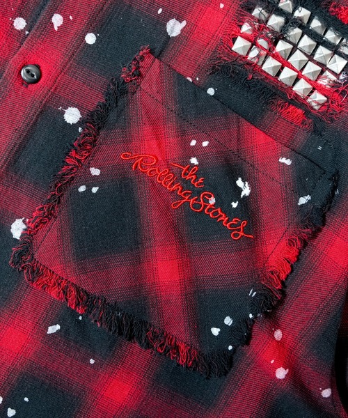 JACKROSE(ジャックローズ)の「B-TRS-ダメージスタッズ・グランジ-LSシャツ(シャツ/ブラウス・メンズ・ブラック/レッド・L/M)」の9枚目の写真