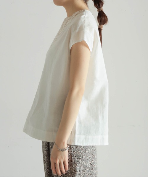 NOMBRE IMPAIR（ノンブルアンペール）の「チュールパーツ付キ綿麻　フレンチブラウス（シャツ/ブラウス・レディース・ブラック/ホワイト・FREE）」の10枚目の写真