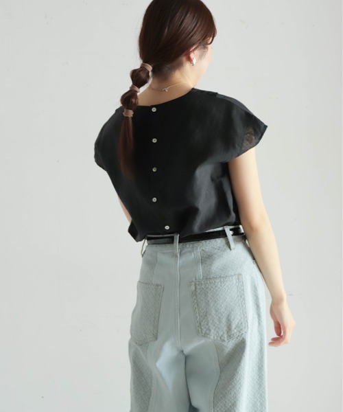 NOMBRE IMPAIR（ノンブルアンペール）の「チュールパーツ付キ綿麻　フレンチブラウス（シャツ/ブラウス・レディース・ブラック/ホワイト・FREE）」の19枚目の写真