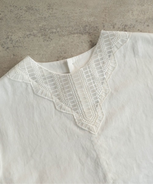 NOMBRE IMPAIR（ノンブルアンペール）の「チュールパーツ付キ綿麻　フレンチブラウス（シャツ/ブラウス・レディース・ブラック/ホワイト・FREE）」の8枚目の写真