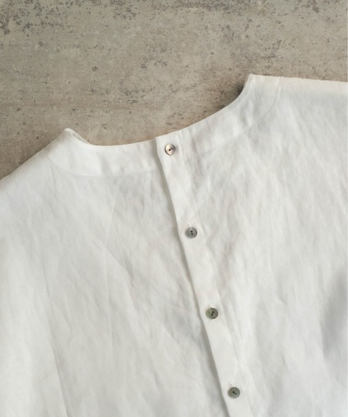 NOMBRE IMPAIR（ノンブルアンペール）の「チュールパーツ付キ綿麻　フレンチブラウス（シャツ/ブラウス・レディース・ブラック/ホワイト・FREE）」の4枚目の写真