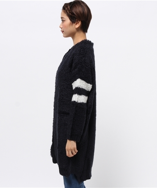 CIAOPANIC（チャオパニック）の「【Ciaopanic】　モヘア混ループ編みlongC/D（カーディガン/ボレロ・レディース・オフホワイト/グレー・FREE）」の11枚目の写真