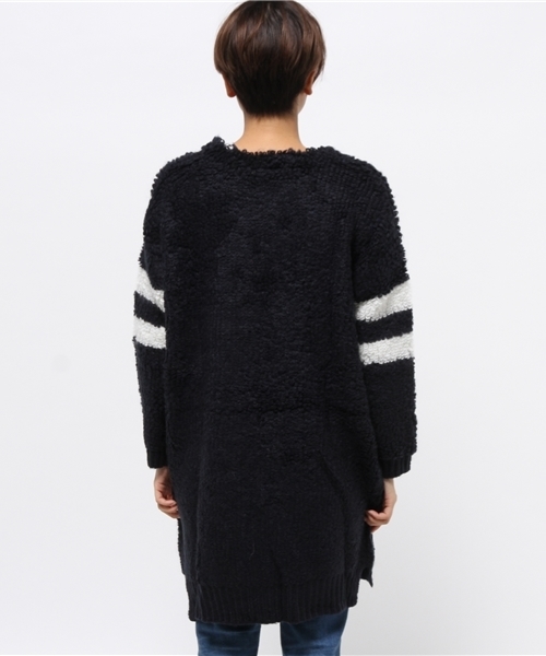 CIAOPANIC（チャオパニック）の「【Ciaopanic】　モヘア混ループ編みlongC/D（カーディガン/ボレロ・レディース・オフホワイト/グレー・FREE）」の4枚目の写真