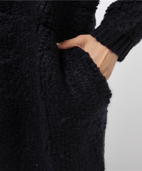 CIAOPANIC（チャオパニック）の「【Ciaopanic】　モヘア混ループ編みlongC/D（カーディガン/ボレロ・レディース・オフホワイト/グレー・FREE）」の7枚目の写真