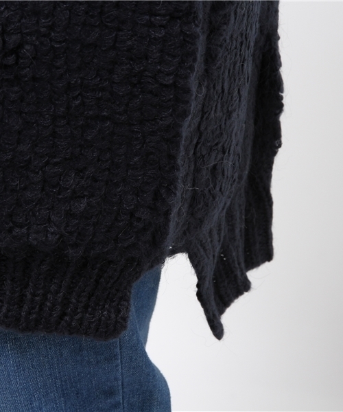CIAOPANIC（チャオパニック）の「【Ciaopanic】　モヘア混ループ編みlongC/D（カーディガン/ボレロ・レディース・オフホワイト/グレー・FREE）」の8枚目の写真