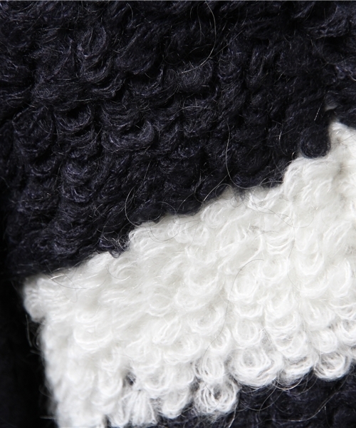 CIAOPANIC（チャオパニック）の「【Ciaopanic】　モヘア混ループ編みlongC/D（カーディガン/ボレロ・レディース・オフホワイト/グレー・FREE）」の3枚目の写真