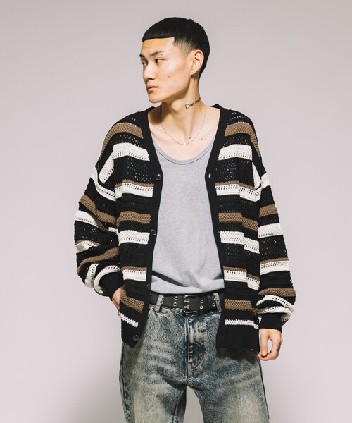 FREAK'S STORE（フリークスストア）の「シアー ボーダー 透かし編み