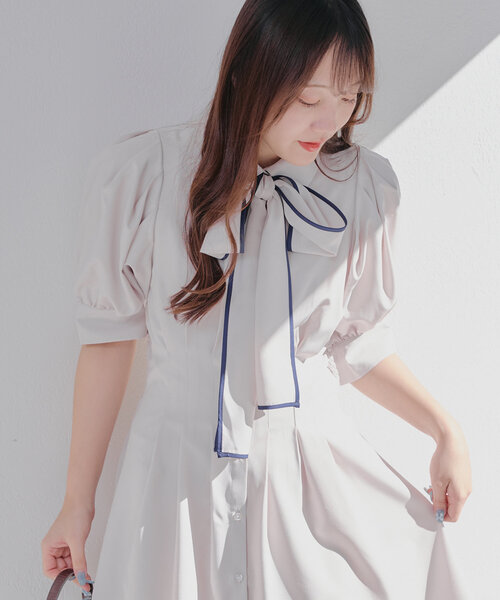 Another Branch olive des olive(アナザーブランチオリーブデオリーブ)の「【選べる丈2タイプ】後ろレースupボウタイワンピース(ワンピース・レディース・ネイビー/その他11/アイボリー・SMALL/MEDIUM)」の20枚目の写真