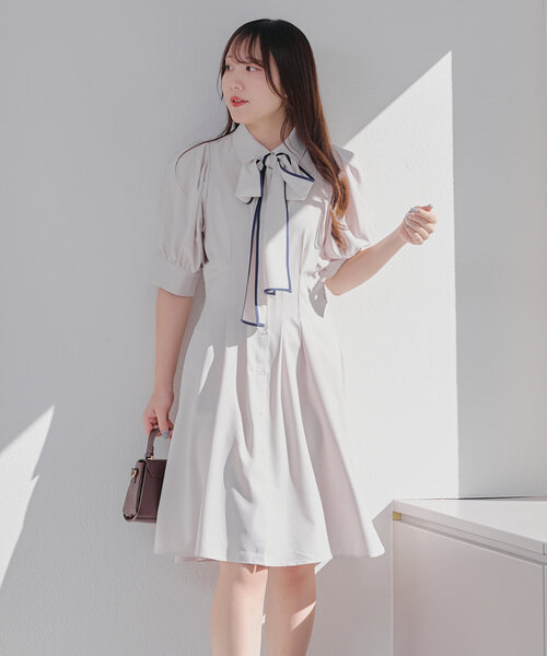 Another Branch olive des olive(アナザーブランチオリーブデオリーブ)の「【選べる丈2タイプ】後ろレースupボウタイワンピース(ワンピース・レディース・ネイビー/その他11/アイボリー・SMALL/MEDIUM)」の2枚目の写真
