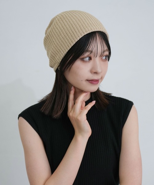 polcadot(ポルカドット)の「COOL TOUGH SINGILE WATCH/接触冷感 シングルワッチ(ニットキャップ/ビーニー・レディース・ライトグレー/アイボリー/ブラック/グレイッシュベージュ/ライトブルー/ベージュ・FREE)」の1枚目の写真