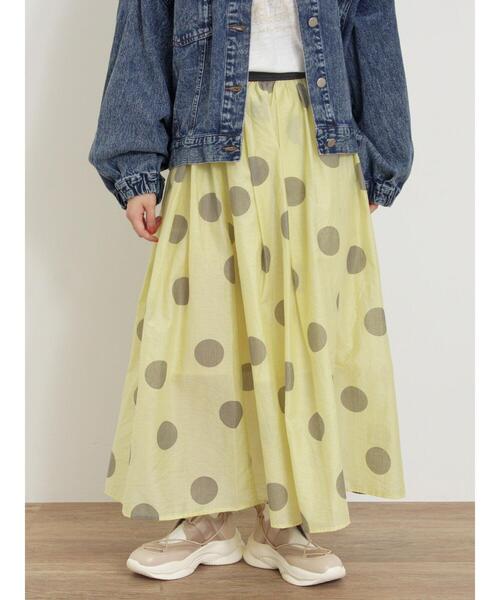 Samansa Mos2(サマンサ モスモス)の「シアードットプリントスカート(スカート・レディース・キナリ/ブラック/イエロー・F)」の9枚目の写真