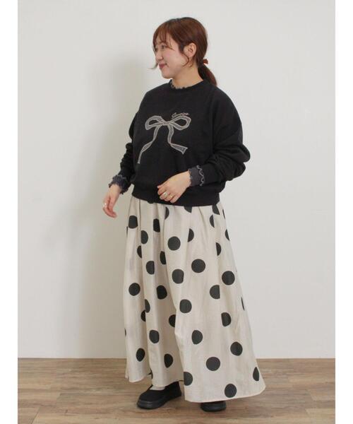 Samansa Mos2(サマンサ モスモス)の「シアードットプリントスカート(スカート・レディース・キナリ/ブラック/イエロー・F)」の22枚目の写真