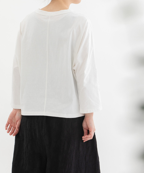 USコットン天竺布帛7分袖カットソー セール】USコットン天竺布帛7分袖カットソー（Tシャツ