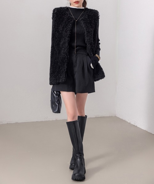 DAY CLOSET（デイ クローゼット）の「【裏地付き/腰周りサイジング】一点投入でコーデ格上げ。モコモコプードルファーベスト/ジレ レディース（ベスト・レディース・ベージュ/ブラック/ブラウン/アイボリー・FREE）」の16枚目の写真